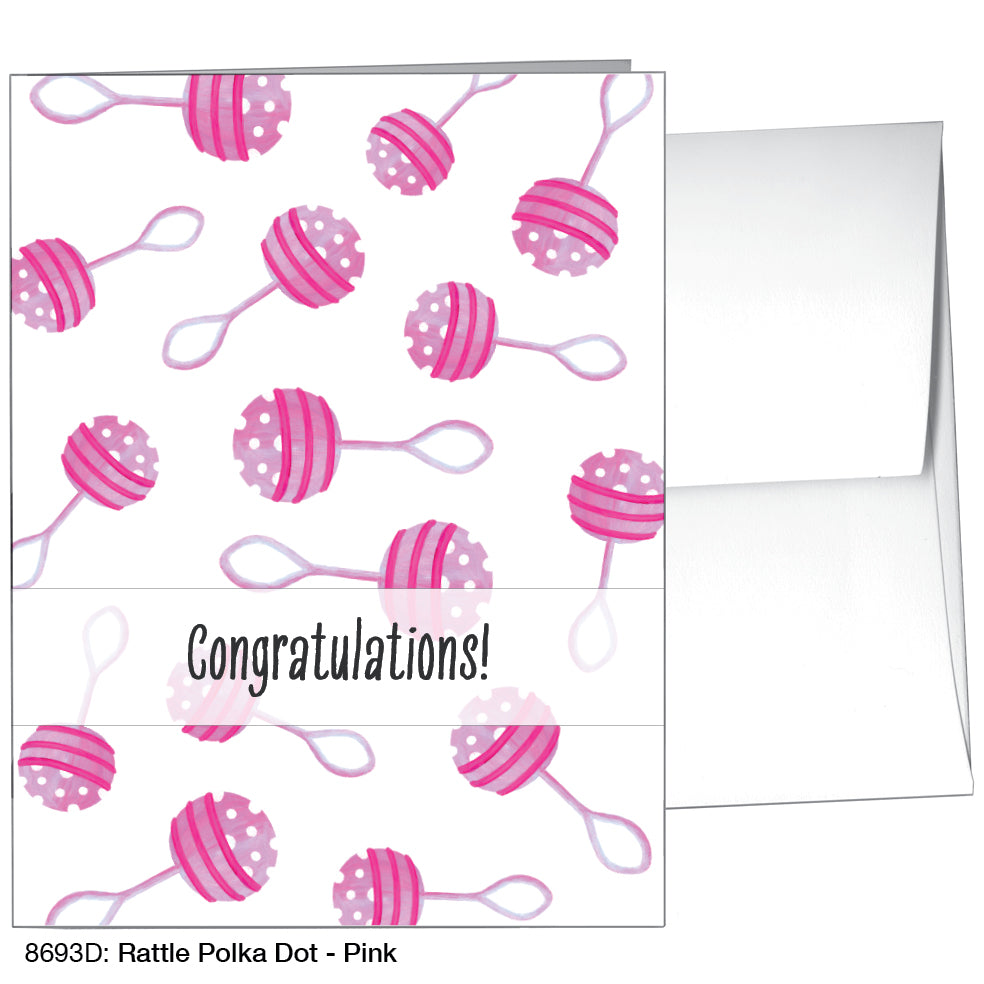 Rattle Polka Dot - Pink, Greeting Card (8693D)