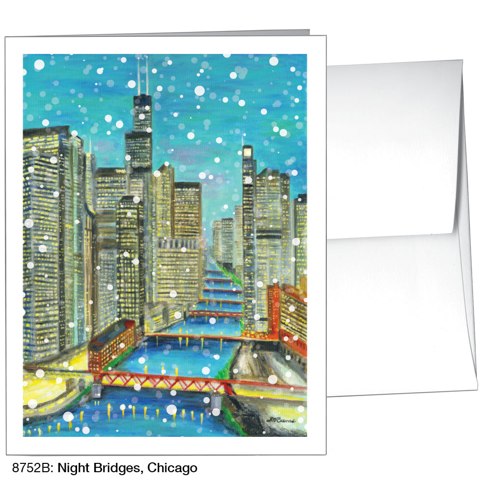 Night Bridges, Chicago, Greeting Card (8752B)