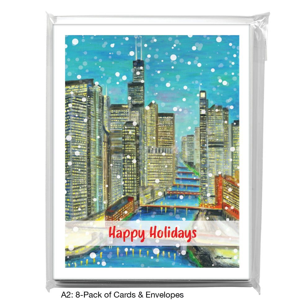 Night Bridges, Chicago, Greeting Card (8752D)