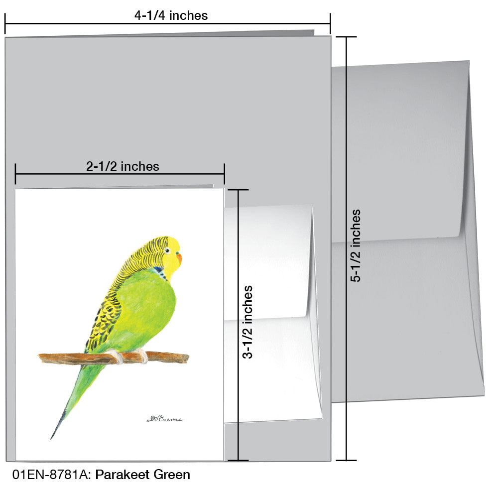 Parakeet Green, Greeting Card (8781A)