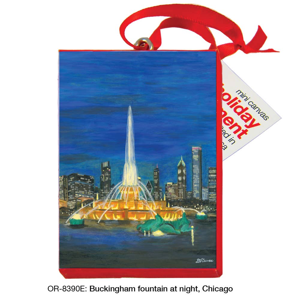 Buckingham Fountain At Night, Chicago, Ornament (OR-8390E)