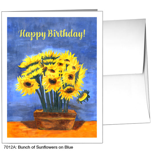 Bunch Of Sunflowers On Blue, Greeting Card (7012A)