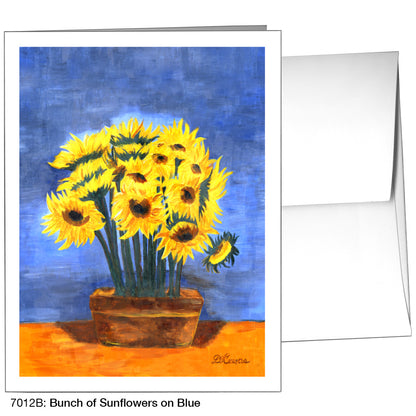 Bunch Of Sunflowers On Blue, Greeting Card (7012B)