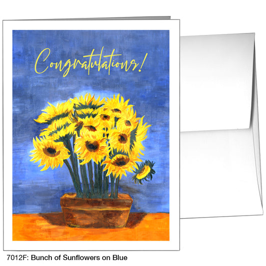 Bunch Of Sunflowers On Blue, Greeting Card (7012F)