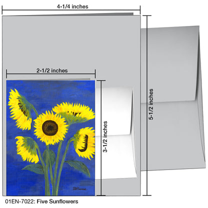 Five Sunflowers, Greeting Card (7022)