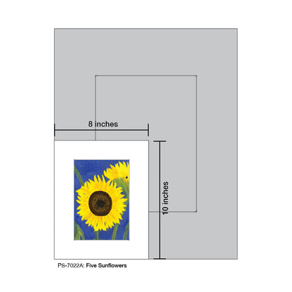 Five Sunflowers, Print (#7022A)