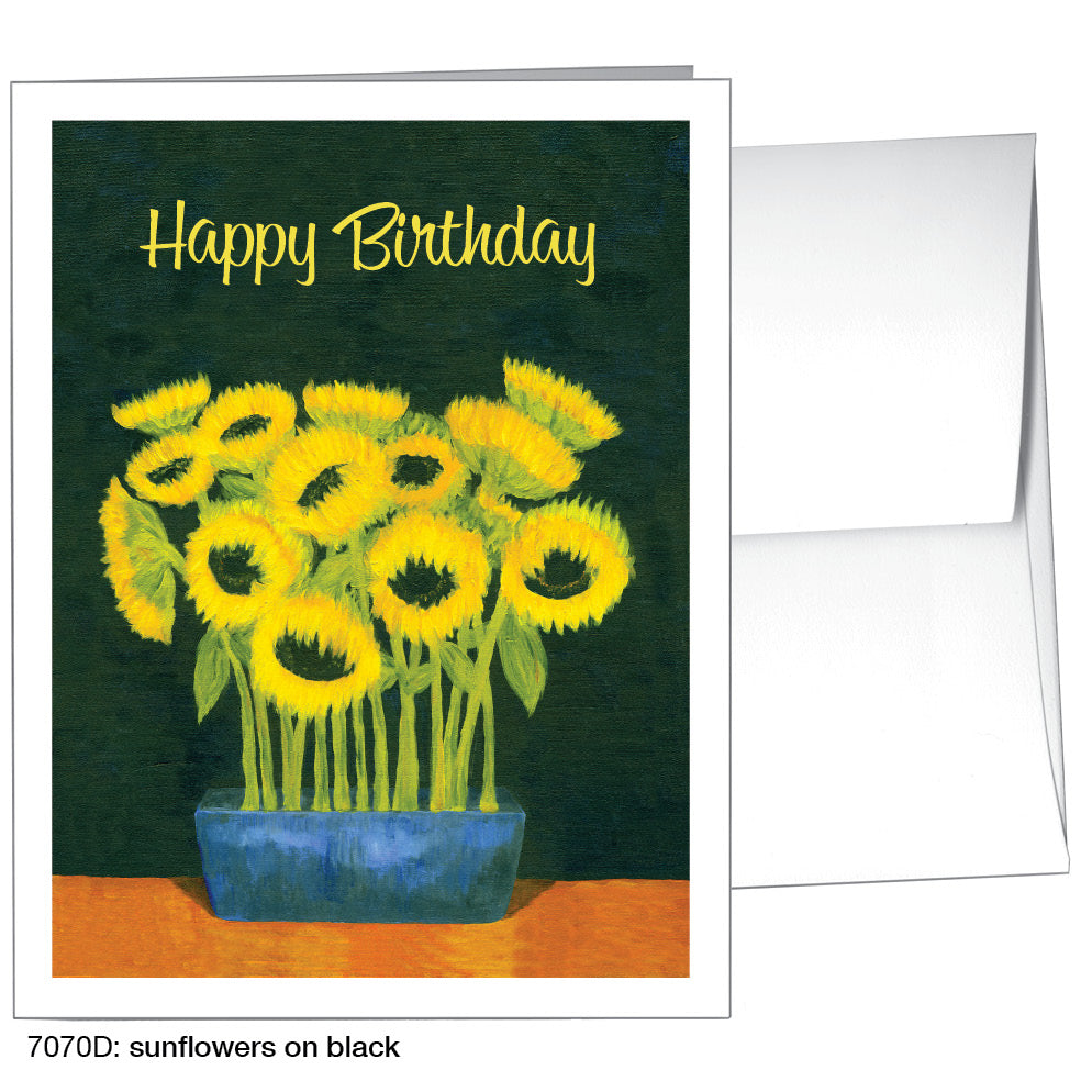 Sunflowers On Black, Greeting Card (7070D)