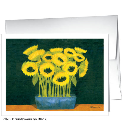 Sunflowers On Black, Greeting Card (7070H)