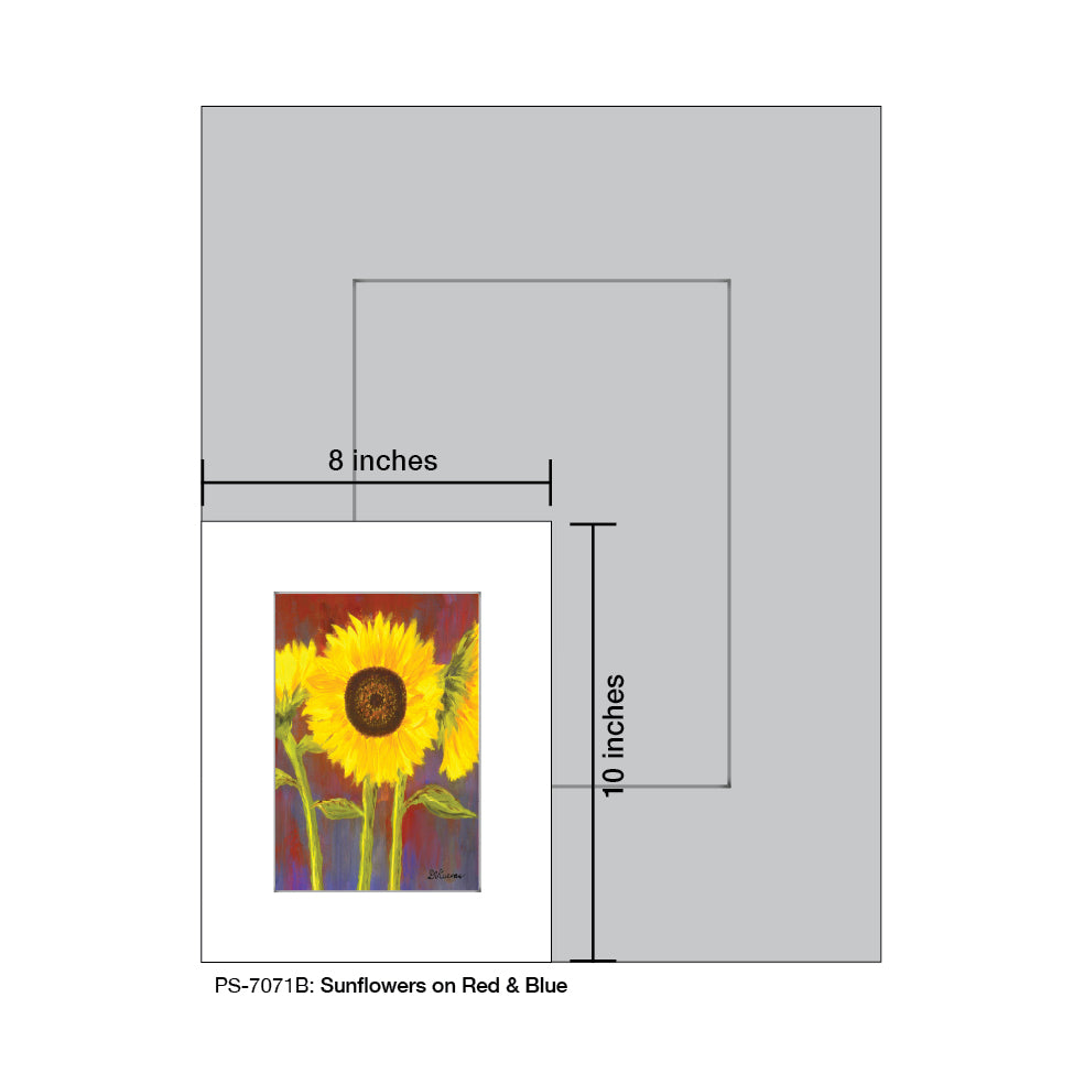 Sunflowers on Red & Blue, Print (#7071B)