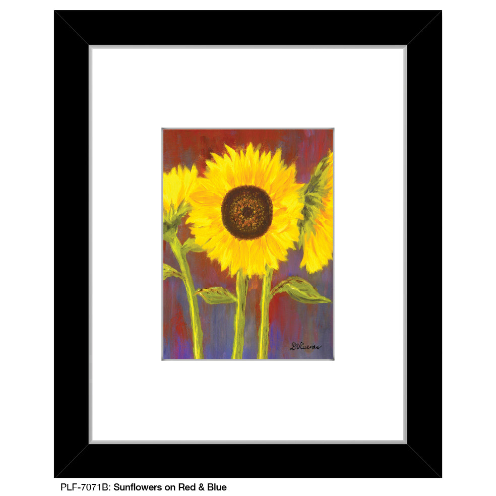 Sunflowers on Red & Blue, Print (#7071B)