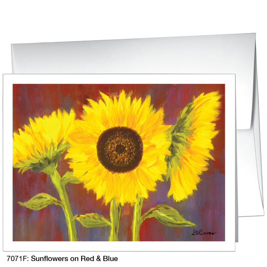 Sunflowers On Red & Blue, Greeting Card (7071F)