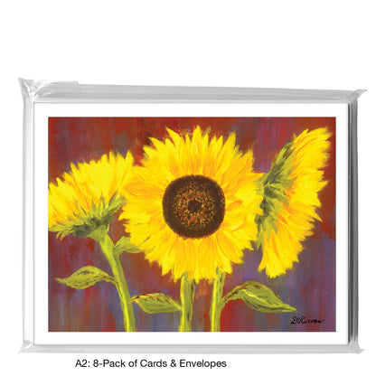 Sunflowers On Red & Blue, Greeting Card (7071F)