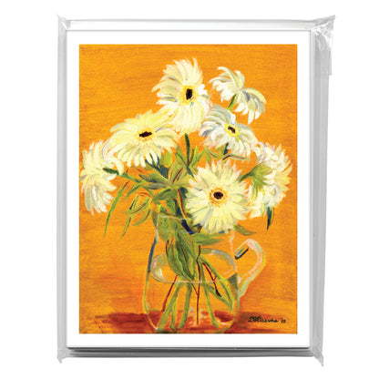 White Gerbers In Vase, Greeting Card (7083)