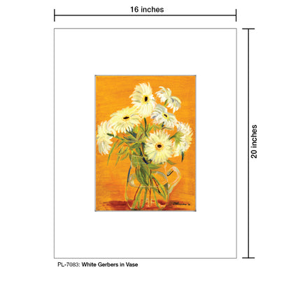 White Gerbers in Vase, Print (#7083)