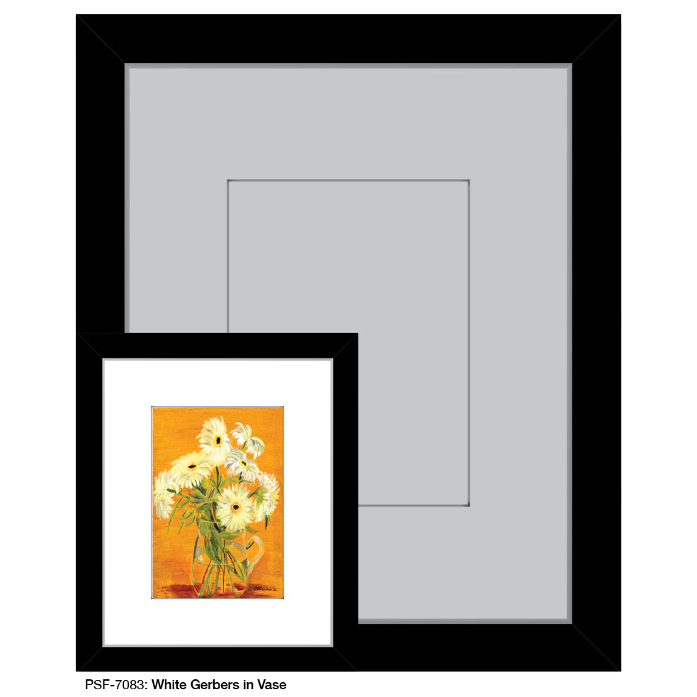 White Gerbers in Vase, Print (#7083)