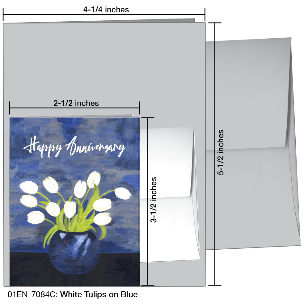 White Tulips On Blue, Greeting Card (7084C)