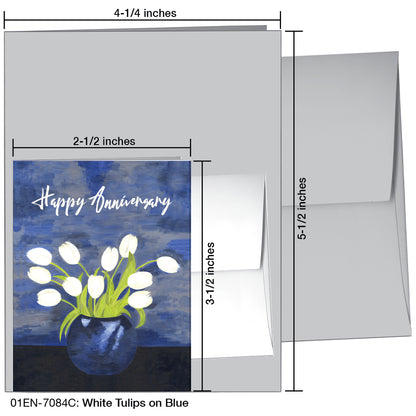 White Tulips On Blue, Greeting Card (7084C)