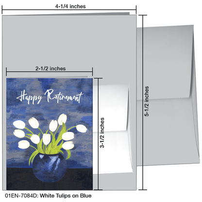 White Tulips On Blue, Greeting Card (7084D)