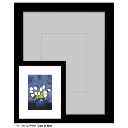 White Tulips on Blue, Print (#7084E)