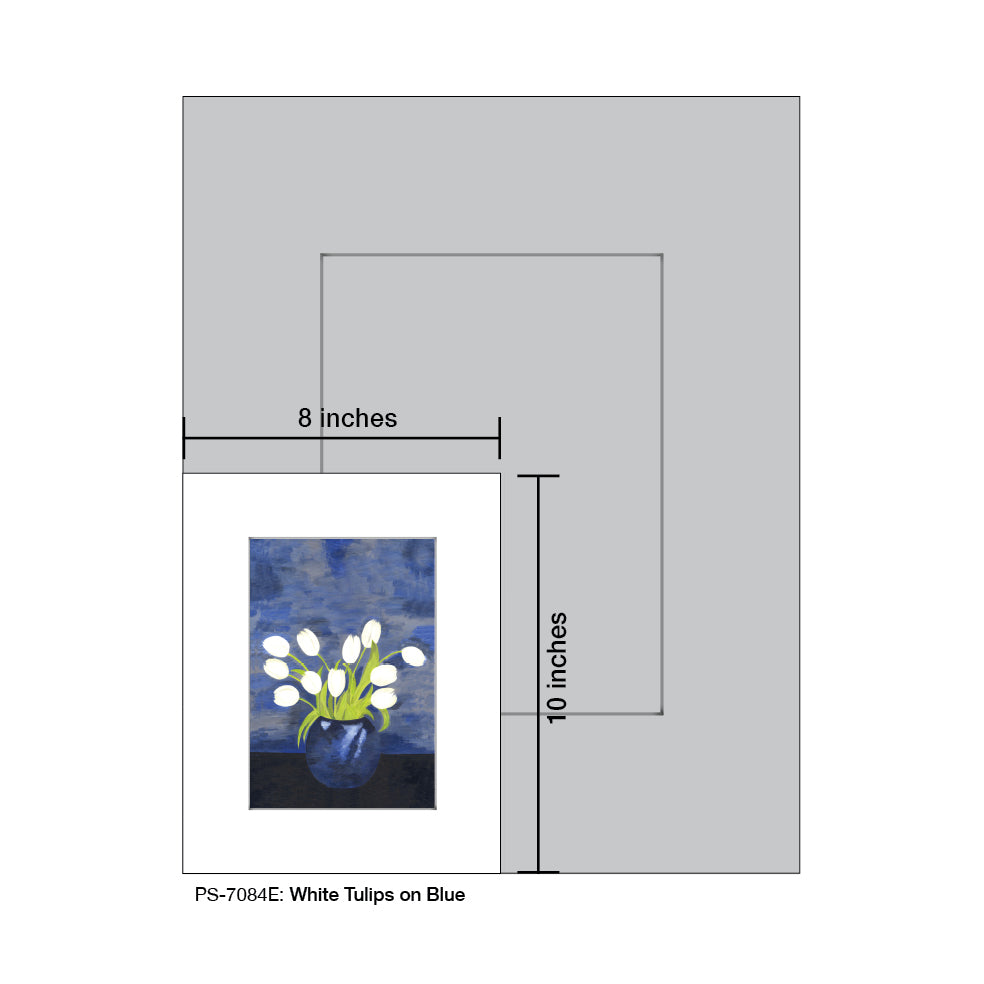 White Tulips on Blue, Print (#7084E)