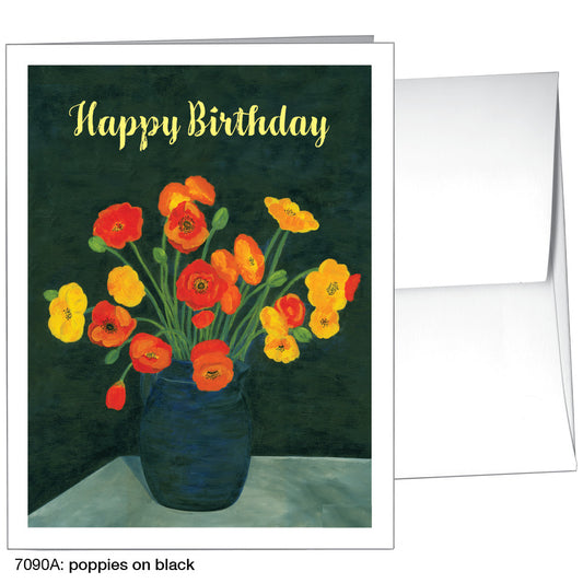 Poppies On Black, Greeting Card (7090A)