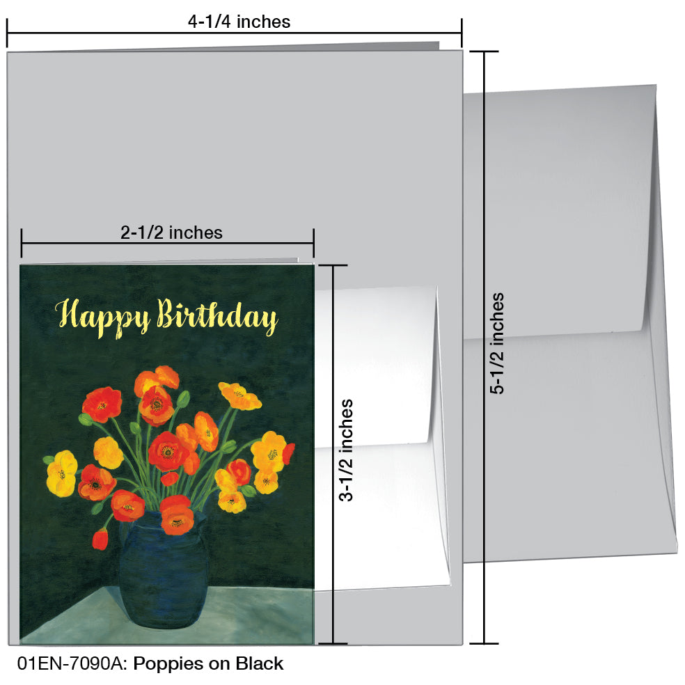 Poppies On Black, Greeting Card (7090A)