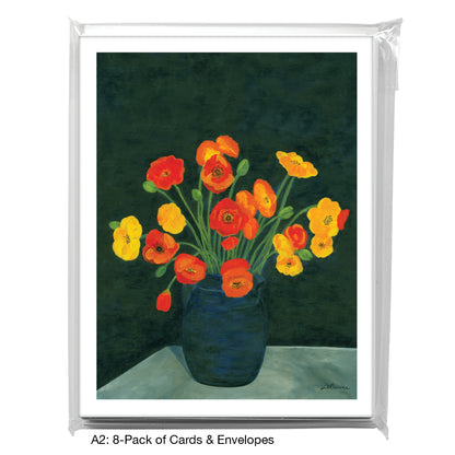 Poppies On Black, Greeting Card (7090B)