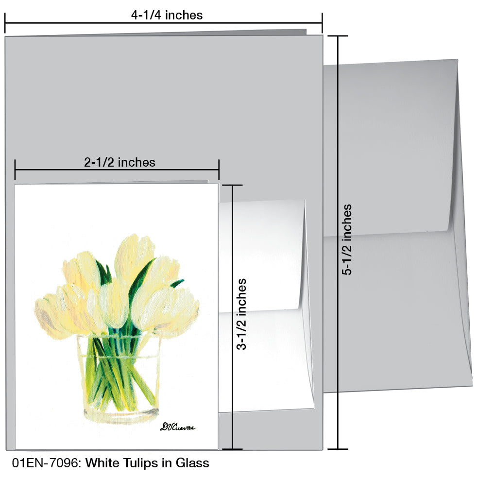 White Tulips In Glass, Greeting Card (7096)