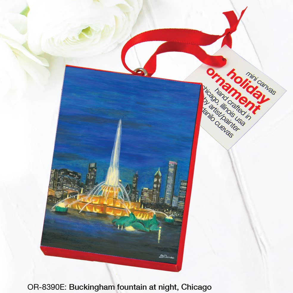 Buckingham Fountain At Night, Chicago, Ornament (OR-8390E)