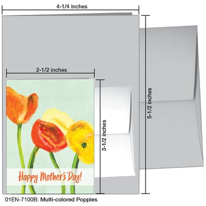 Multi-Colored Poppies, Greeting Card (7100B)