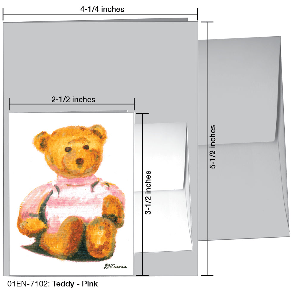 Teddy - Pink, Greeting Card (7102)