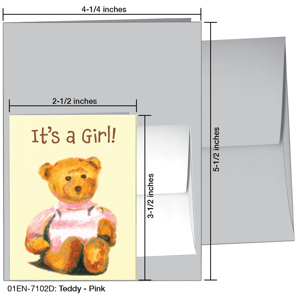 Teddy - Pink, Greeting Card (7102D)