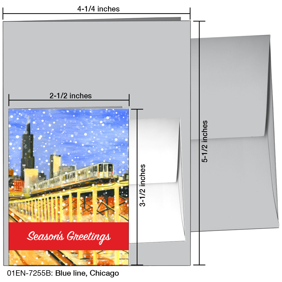 Blue Line, Chicago, Greeting Card (7255B)