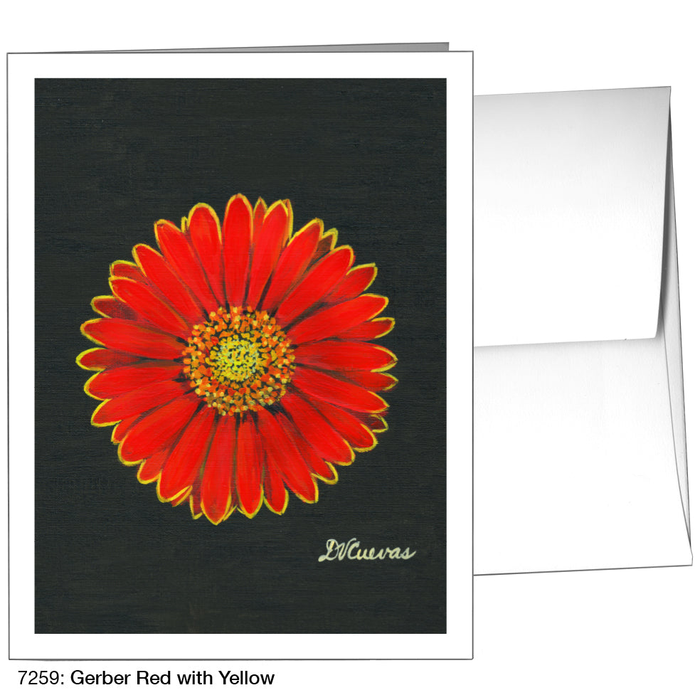 Gerber Red With Yellow, Greeting Card (7259)