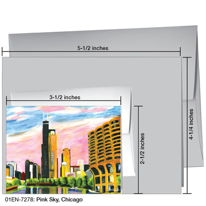 Pink Sky, Chicago, Greeting Card (7278)