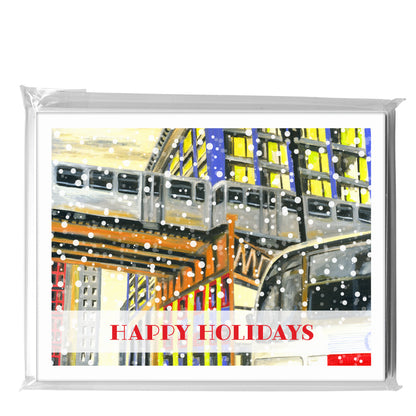 Bus Under Tracks, Chicago, Greeting Card (7281B)