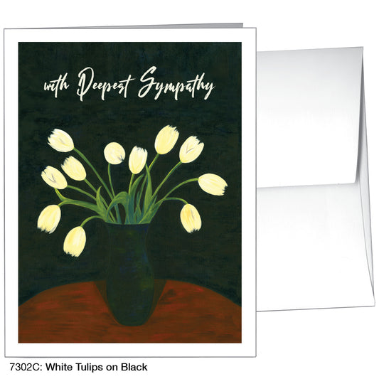 White Tulips On Black, Greeting Card (7302C)