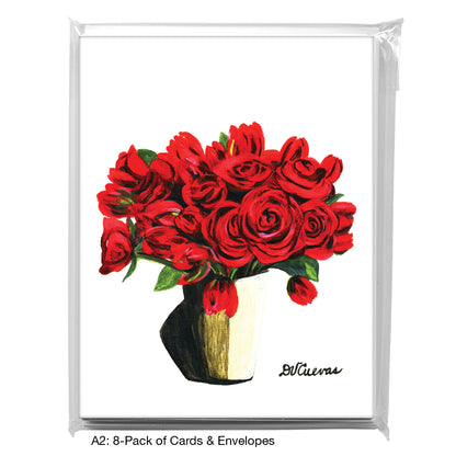 Red Roses & Parrot Tulips, Greeting Card (7344)