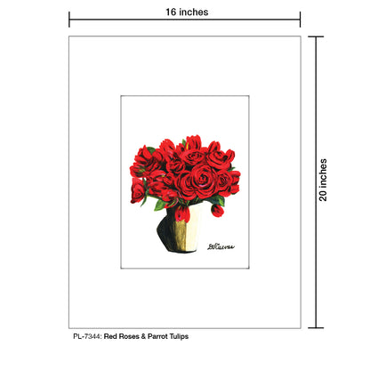 Red Roses & Parrot Tulips, Print (#7344)