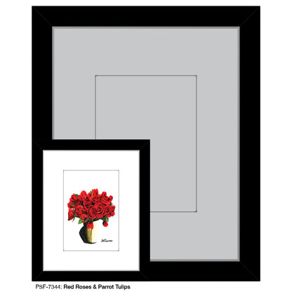 Red Roses & Parrot Tulips, Print (#7344)