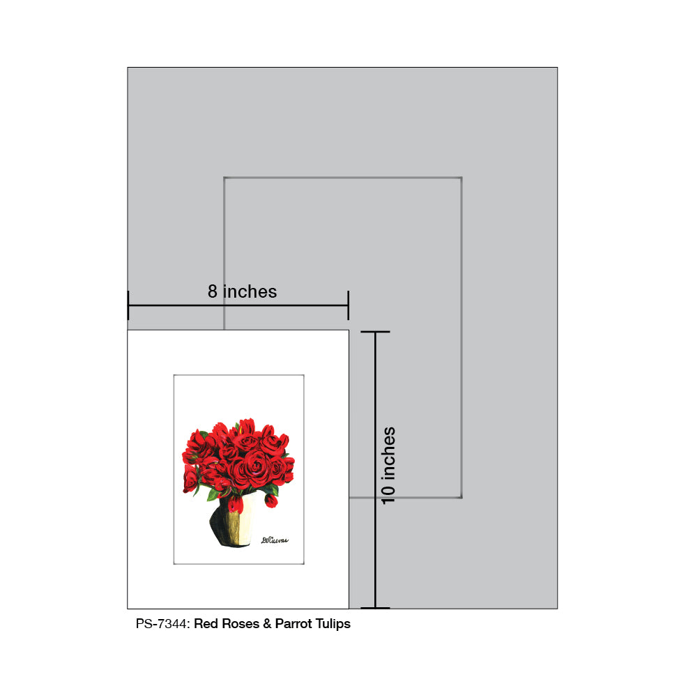 Red Roses & Parrot Tulips, Print (#7344)