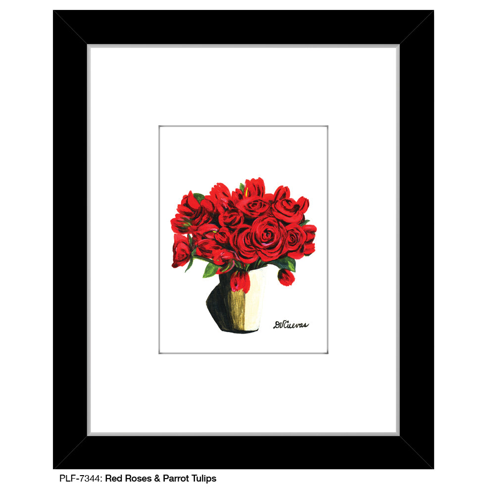 Red Roses & Parrot Tulips, Print (#7344)