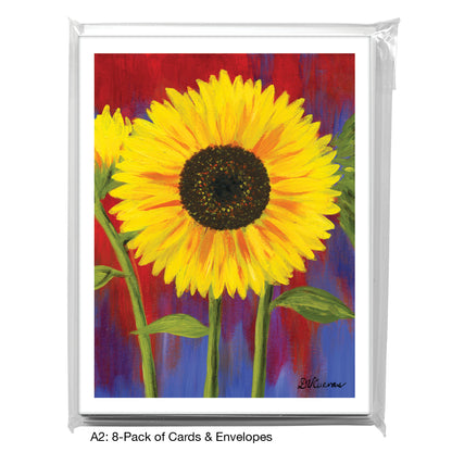 Sunflowers On Red & Blue 2, Greeting Card (7348A)