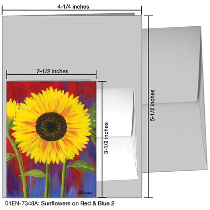 Sunflowers On Red & Blue 2, Greeting Card (7348A)