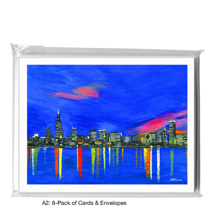 Dusk, Chicago, Greeting Card (7365)