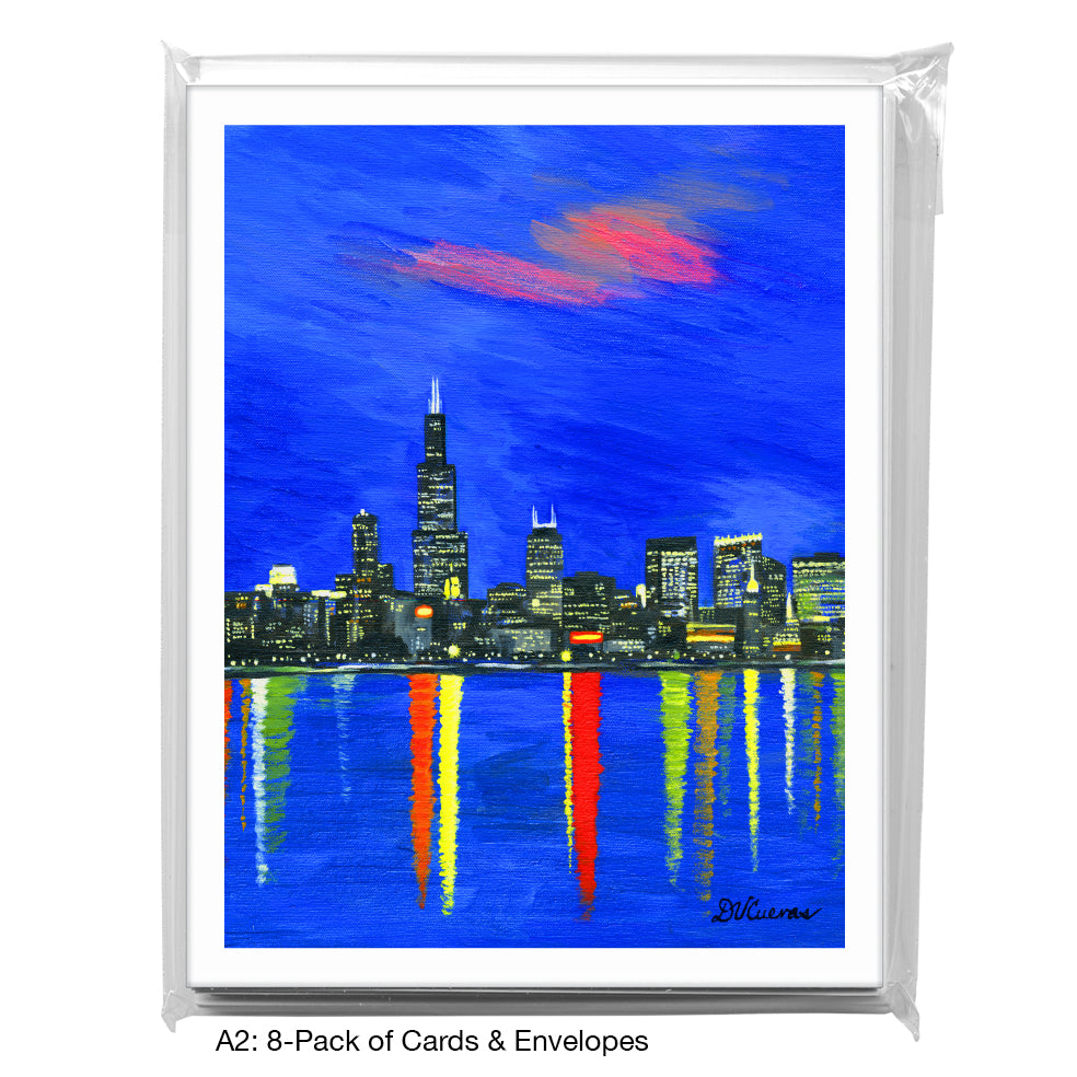 Dusk, Chicago, Greeting Card (7365G)