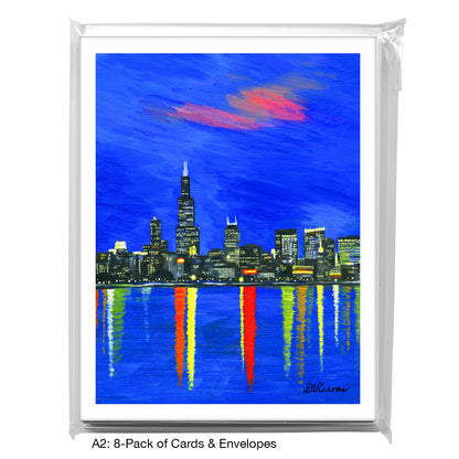 Dusk, Chicago, Greeting Card (7365G)