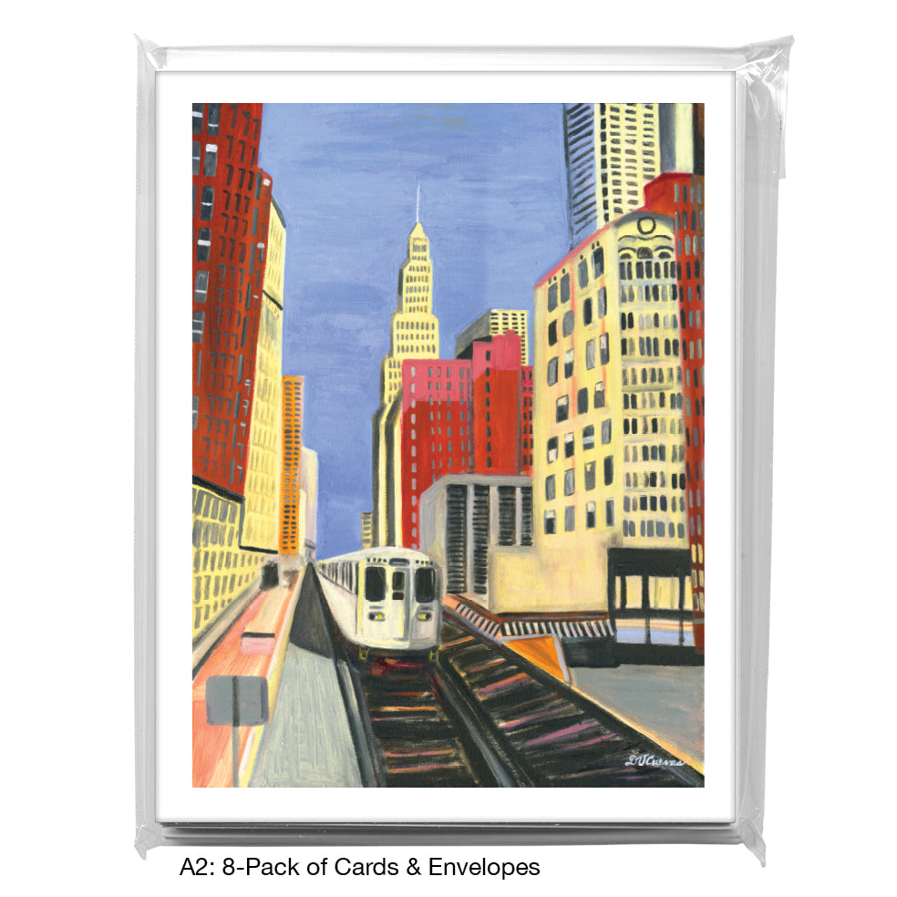 Passing Through The Loop, Chicago, Greeting Card (7368)