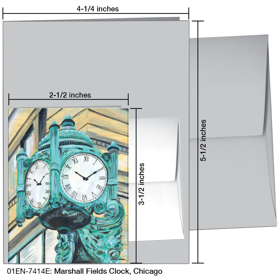 Marshall Fields Clock, Chicago, Greeting Card (7414E)