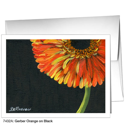 Gerber Orange On Black, Greeting Card (7432A)